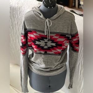 Carbon Gray Tribal Print Hoodie Sweater